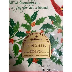 Vintage Hallmark Tablecloth 44x44" Paper Table Cloth Holiday Birds Bridge Cover